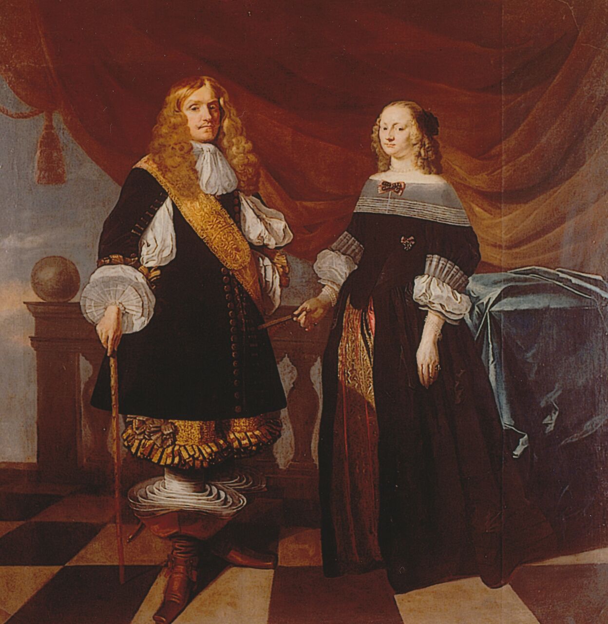 Dobbeltportræt af Christen Skeel den rige (1623-1688) og hustru Birgitte Rosenkrantz (1633-1677)